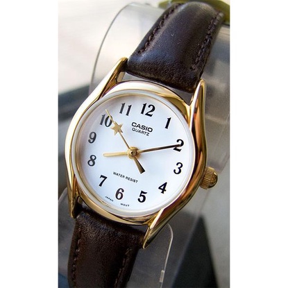CASIO นาฬิกาข้อมือผู้หญิง รุ่น LTP-1094Q-7B4 สายหนังแท้ สีน้ำตาล หน้าปัดสีขาว (สินค้าขายดี) มั่นใจ ของแท้ 100% รับประกันสินค้า 1 ปีเต็ม
