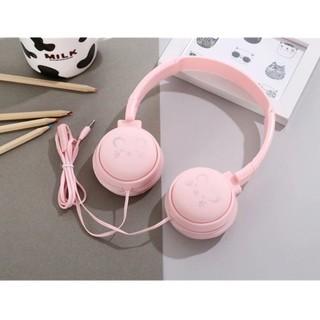 Headphones J-18 หูฟังแบบครอบ ลายน่ารัก สีสวย เสียงเบสดีมาก แจ๊ค3.5mm Audio Pin /ฟังเพลง/ดูหนัง/เรียนออนไลน์