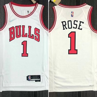 รองเท้า Nba Chicago Bulls สําหรับผู้ชาย 2021-22 #เสื้อกีฬาแขนสั้น ลายทีมชาติฟุตบอล Derrick Rose ครบรอบ 75 ปี สีขาว 1 ชิ้น