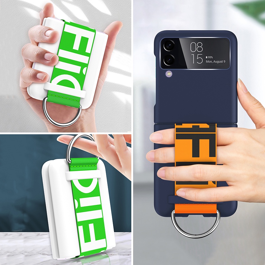 แฟชั่นสายรัดข้อมือแหวนสําหรับ Samsung Z Flip 6 5 4 3 ฝาครอบ Anti-knock หรูหราผู้ถือหัวเข็มขัด Hard PC Matte สําหรับ Flip6 Flip5 Flip4 Flip3 เคสโทรศัพท์