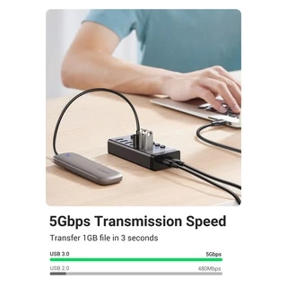 Ugreen รุ่น 7 - 10 Port 3.0 on off switchable usb3.0 Hub With 1m Usb type C To A Cable รุ่น 90305 และ 30779