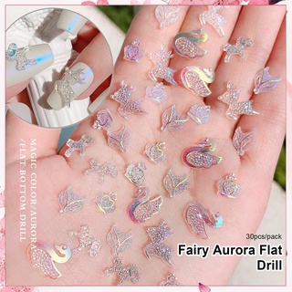 &lt;Sale&gt; 30Pcs/Pack Nail Decorations Crown Animal Shape Flat Bottom Resin Nail Art Rhinestones Jewelry for Nail Design