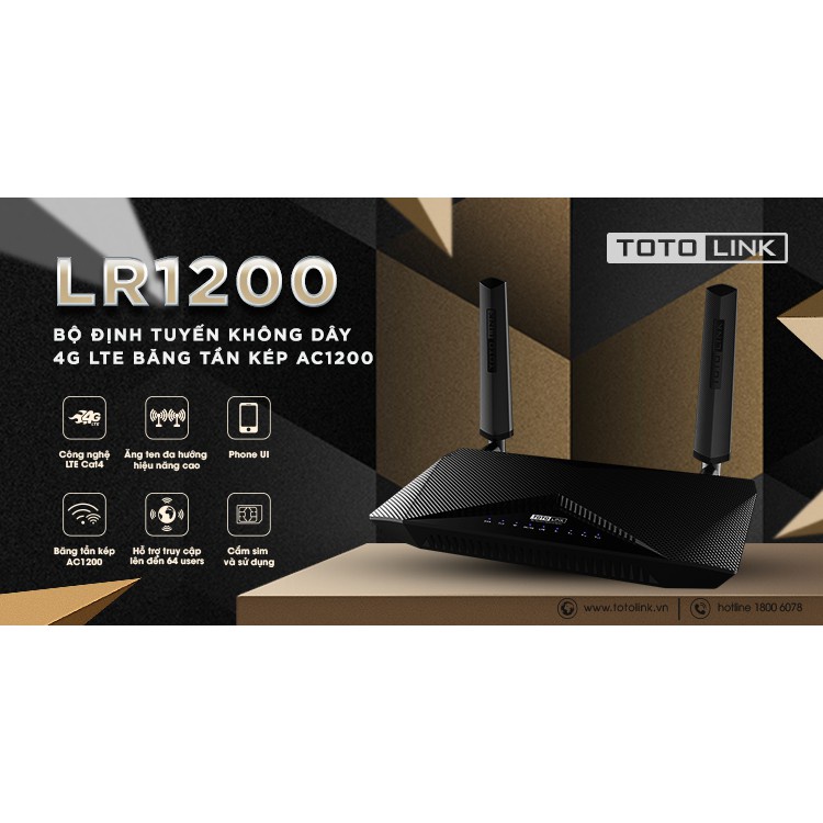 TOTOLINK LR1200 Wireless AC1200 Dual Band 4G Router เราเตอร์ ใส่ซิม 4G ...