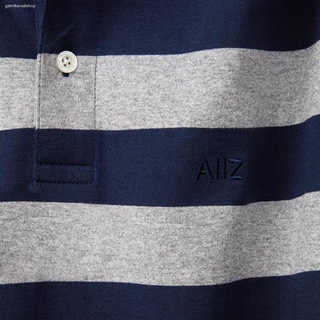 มีสินค้าในสต๊อก จัดส่งจากกรุงเทพAIIZ (เอ ทู แซด) - เสื้อโปโลผู้ชาย ลายทาง  Men's Striped Polo Shirts