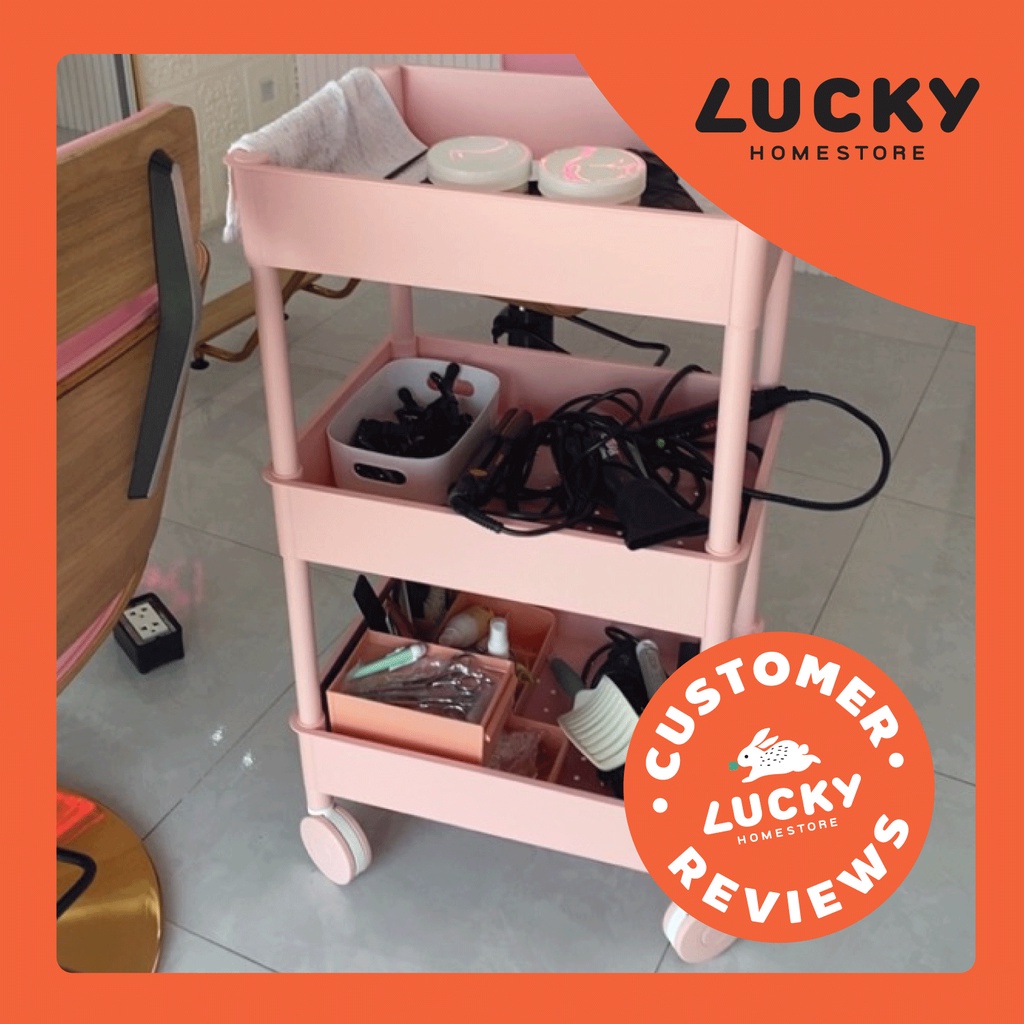 LUCKY HOME รถเข็น ชั้นวางของพลาสติกมีล้อ มีราวจับ AP-643 (รับน้ำหนักได้ 18 kg) - รูปที่ 7
