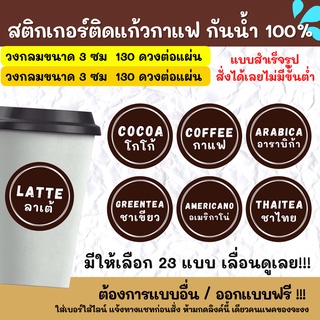 🔥สติกเกอร์กันน้ำ 100%💦🥤สติ๊กเกอร์ติดแก้วกาแฟ สไตล์ มินิมอล Minimal แยกประเภทเครื่องดื่ม ชา กาแฟ CF001