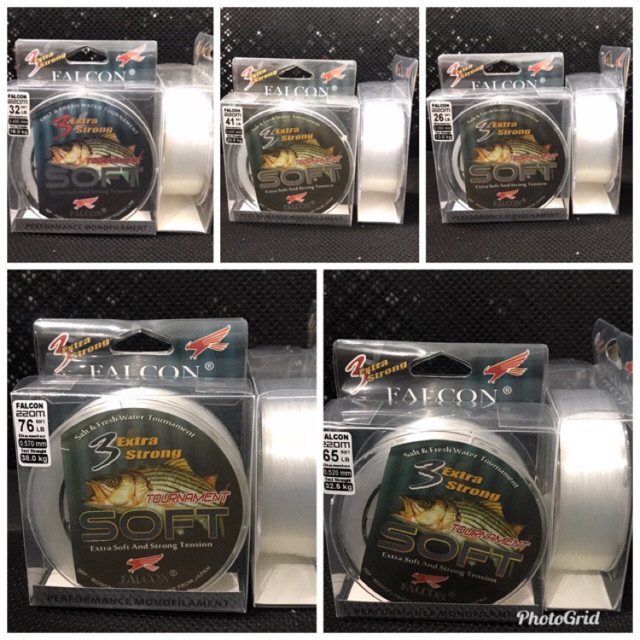 สายตกปลา 220 ม. Extra Soft 3x Stronger Falcon Soft Clear Color