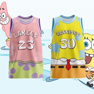 เสื้อกีฬาบาสเก็ตบอล ลายทีม SpongeBob SquarePants Pie Big Planet Jersey สําหรับเด็กผู้ชาย และผู้หญิง