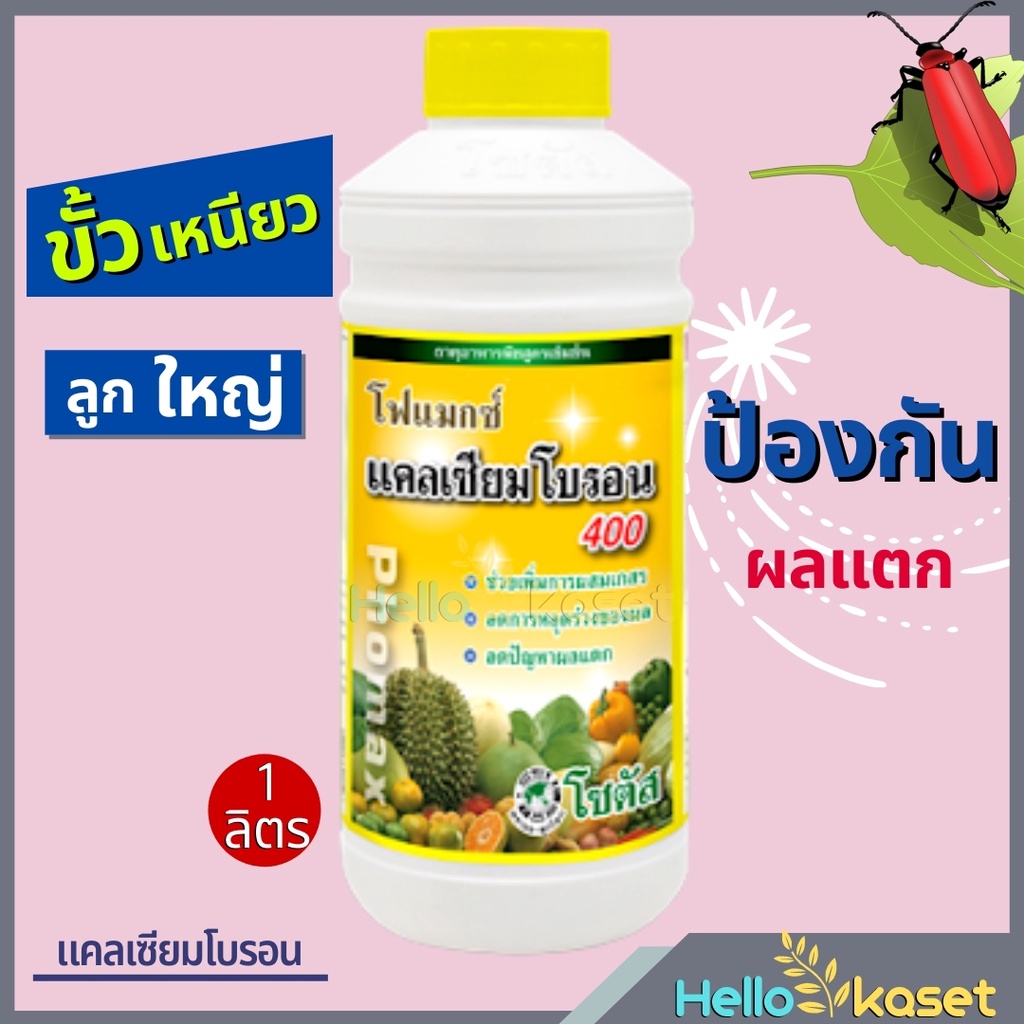 โฟแมกซ์ คัลเซียมโบรอน400 ขนาด 1 ลิตร ช่วยเพิ่มการผสมเกสร ลดการหลุดร่วงของผล ลดปัญหาผลแตก