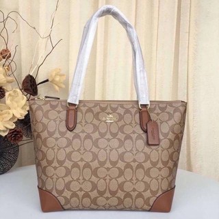 COACH ZIP TOP TOTE IN SIGNATURE CANVAS