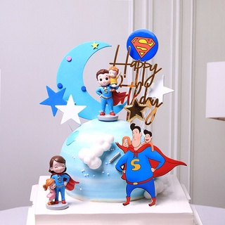 ชุดตกแต่งเค้ก ลาย Superman Mom and Dad สําหรับครอบครัว วันพ่อ