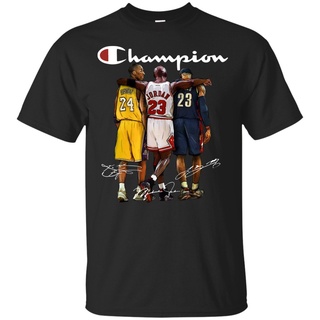 Qwe122ev เสื้อยืดผ้าฝ้าย พิมพ์ลาย Cool Champion Kobe Bryant Michael Jordan and Libron James สําหรับผู้ชาย AF123SD41339