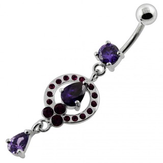 จิวสะดือกรอบอัญมณีแฟนซีFancy jeweled Frame Dangling Navel Belly Piercing