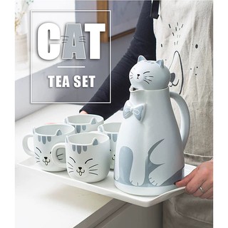 🐱CAT set tea.. เซ็ทกาน้ำชาและแก้วชาเซรามิค 3 มิติ