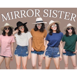 🔖ป้าย Mirrorsister เสื้อยืดทรงเรียบ แต่งกระเป๋าด้านหน้า