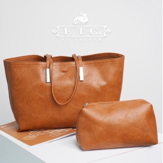 ETC กระเป๋าถือผู้หญิง Tote Bag HZ กระเป๋าแฟชั่น หนังสังเคราะห์ Premium (PU) หูจับแต่งอะไหล่เงิน รุ่น 90941