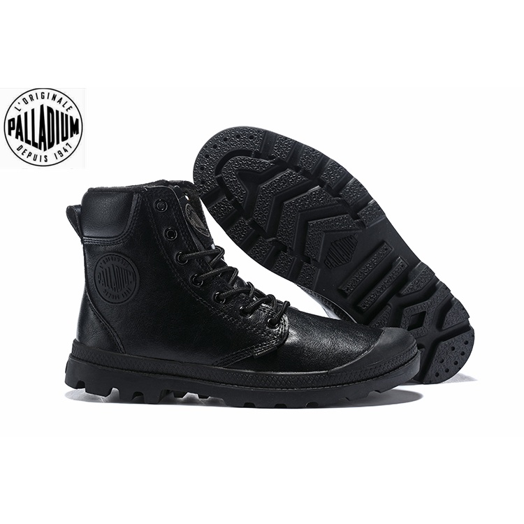 100% Original PALLADIUM Men's Black Matte Leather Martin Boots 40-44