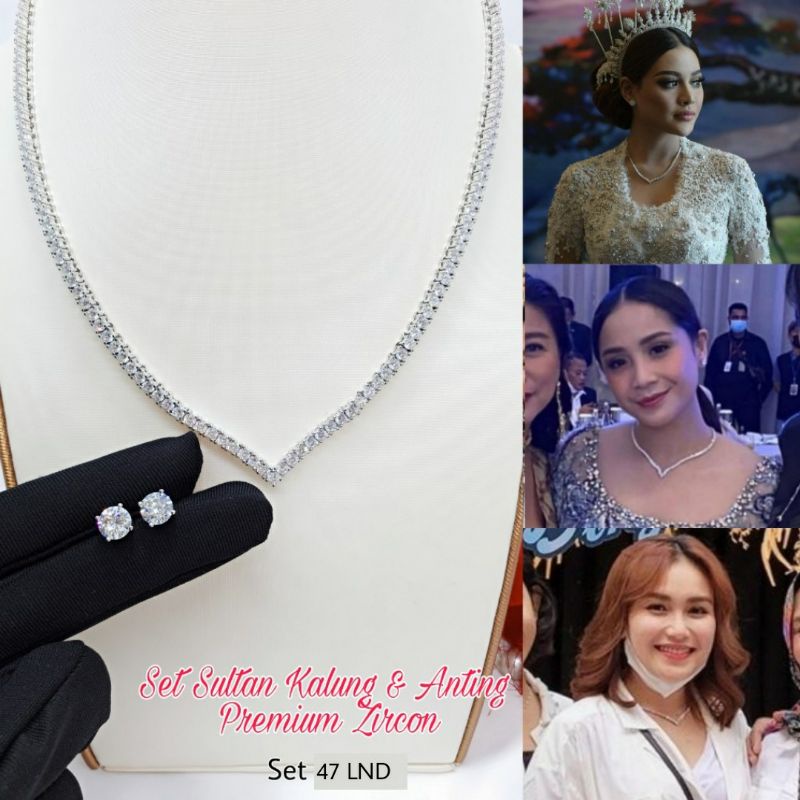 ชุดสร้อยคอ Sulltan และต่างหูเพทายระดับพรีเมียม 47 LND