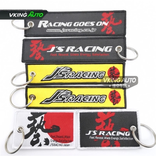 JS Racing Drift JDM Car  New Keychain Letter Printed Keyring Embroidery