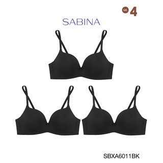 Sabina ซาบีน่า เสื้อชั้นใน (Set 3 ชิ้น) Invisible Wire (ไม่มีโครง) รุ่น Doomm Doomm รหัส SBXA6011BK สีดำ