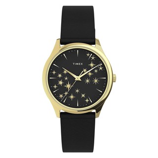 Timex TW2U57300 WOMENS STARSTRUCK นาฬิกาข้อมือผู้หญิง สายหนัง สีดำ หน้าปัด 32 มม.