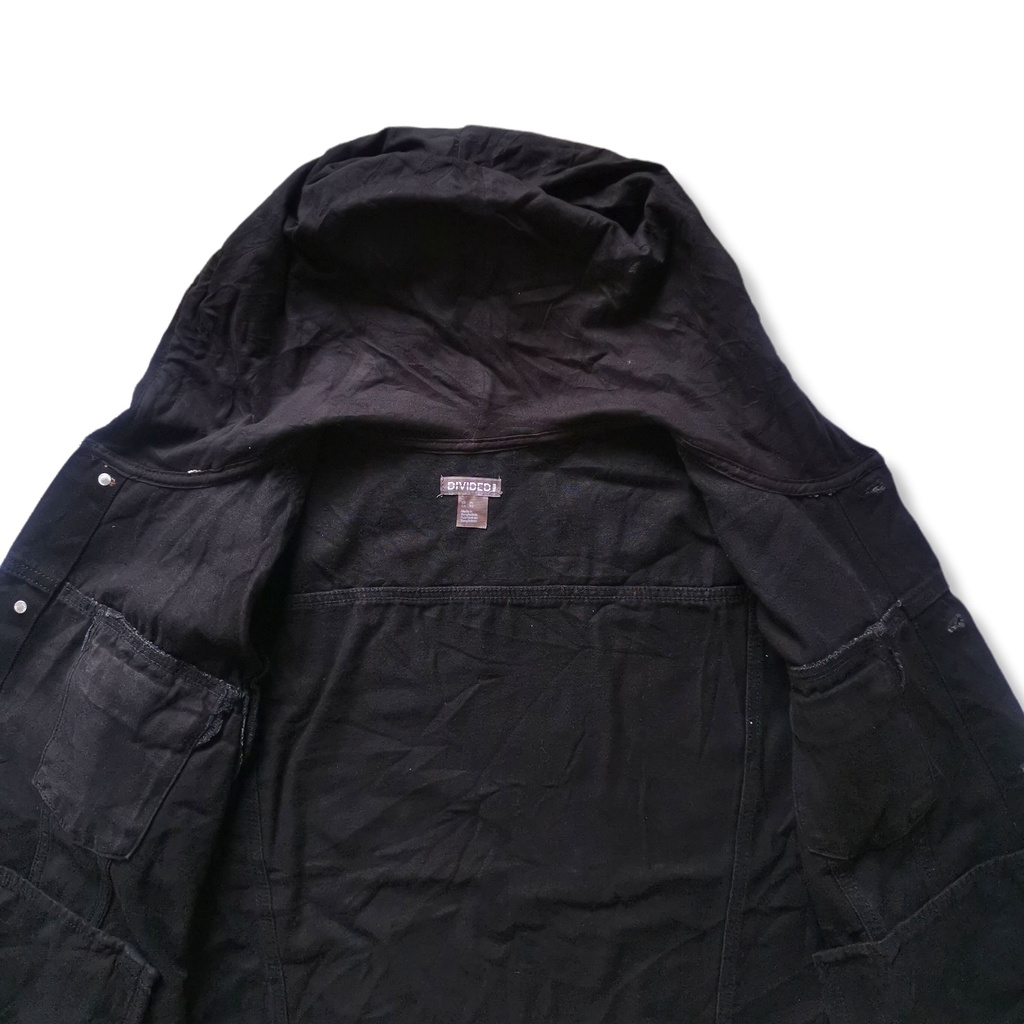 H&M Hoodie Black Denim Jacket รอบอก 49” #4