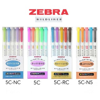 Zebra mildliner set 5 I ปากกาไฮไลท์ข้อความเซต 5 ด้าม