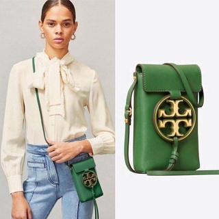 งานช็อป 💕Tory Burch Miller Leather &amp; Canvas Crossbody Phone Case