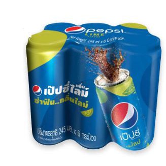 ส่งฟรี  PEPSI LIME เป๊ปซี่ กลิ่นไลม์ ปริมาตรสุทธิ 245ml ยกแพ็ค 6กระป๋อง สลิม SLIM CAN     ฟรีปลายทาง