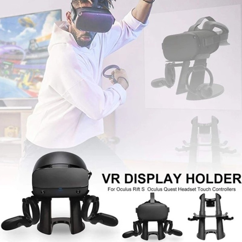 VR Stand ที่วางชุดหูฟังสําหรับ Oculus Quest 2 VR แว่นตา Station Mount Press Controllers เหมาะสําหรับ