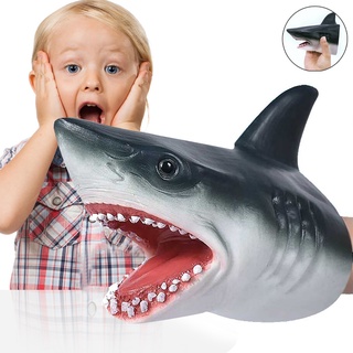 🚚จัดส่งทันที🚚Shark Hand Puppet Toys เด็กยางนุ่มถุงมือสัตว์ของเล่นจำลองฉลามหุ่นมือ Animal