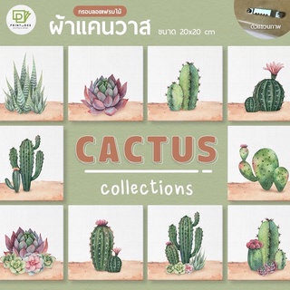 กรอบลอย ภาพแคนวาส #ตะบองเพชร #cactus ขนาด 20x20cm ขึ้นโครงไม้พร้อมแขวน สีสด ชัด เคลือบเงากันน้ำ สีไม่ซีด