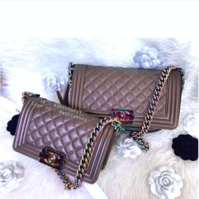 🌈Rare and Hot item !!! Chanel Boy10 rainbow goatskin Limited full set with rec price : 165,999฿ ต้นฉบับ 100%