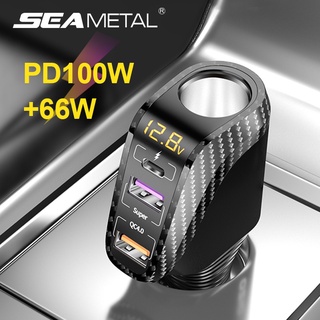 SEAMETAL QC4.0 PD3.0 ที่ชาร์จในรถยนต์ ชาร์จเร็วมาก 12V 24V Type C USB คู่ ที่จุดบุหรี่ ที่จุดบุหรี่ ที่จุดบุหรี่ ที่จุดบุหรี่ในรถยนต์