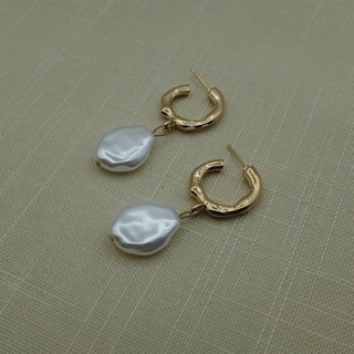 Faux Pearl Hoop Earrings