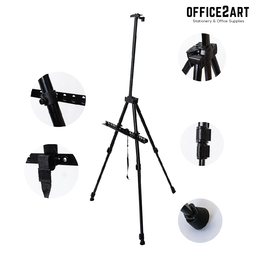 WAKU ขาตั้ง ขาตั้งรูป ขาตั้งเหล็ก ขาตั้งวาดรูป No.3201 สีดำ พร้อมกระเป๋าสะพาย สำหรับตั้งป้ายโฆษณา ภาพ เฟรมผ้าใบ กรอบรูป - รูปที่ 3