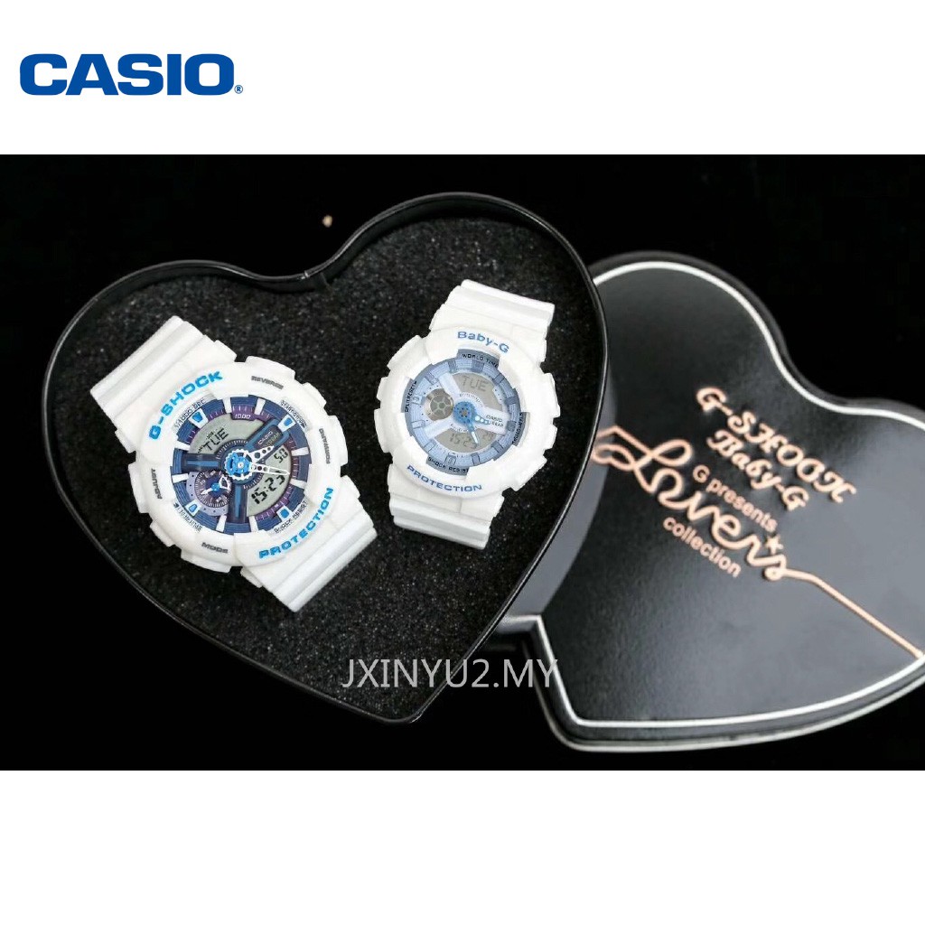 CASIO G SHOCK g-shock & baby-g COUPLE SET white blue fashion watch ...