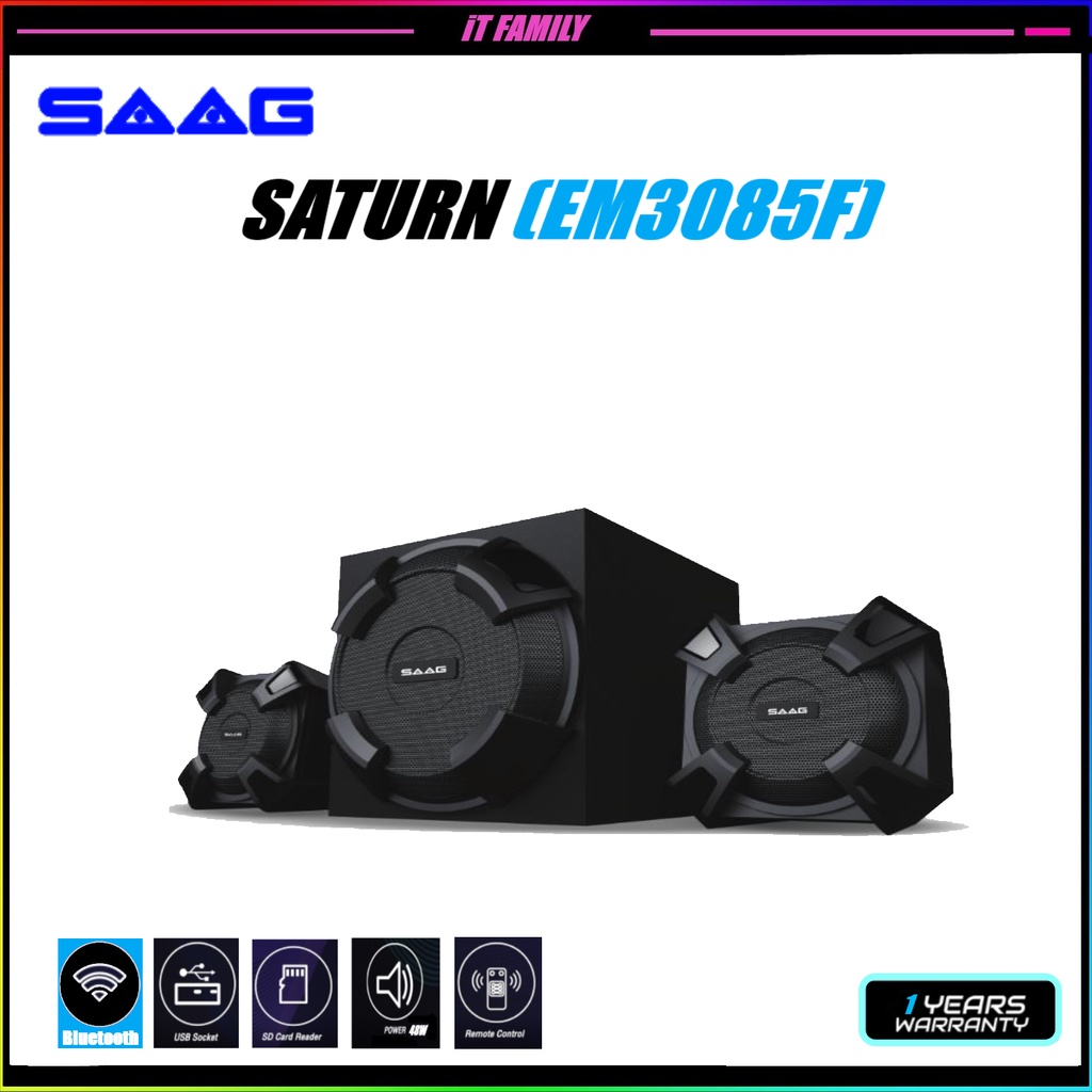 ลำโพง SAAG Saturn (EM3085F) 2.1 ลำโพงคอมพิวเตอร์ Bluetooth USB SD CARD