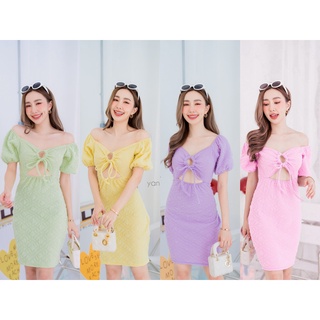 MiniDress เดรสสั้น มินิเดรส เว้าอก ใส่เป็นเปิดไหล่ได้ เดรสสั้นน่ารักๆ