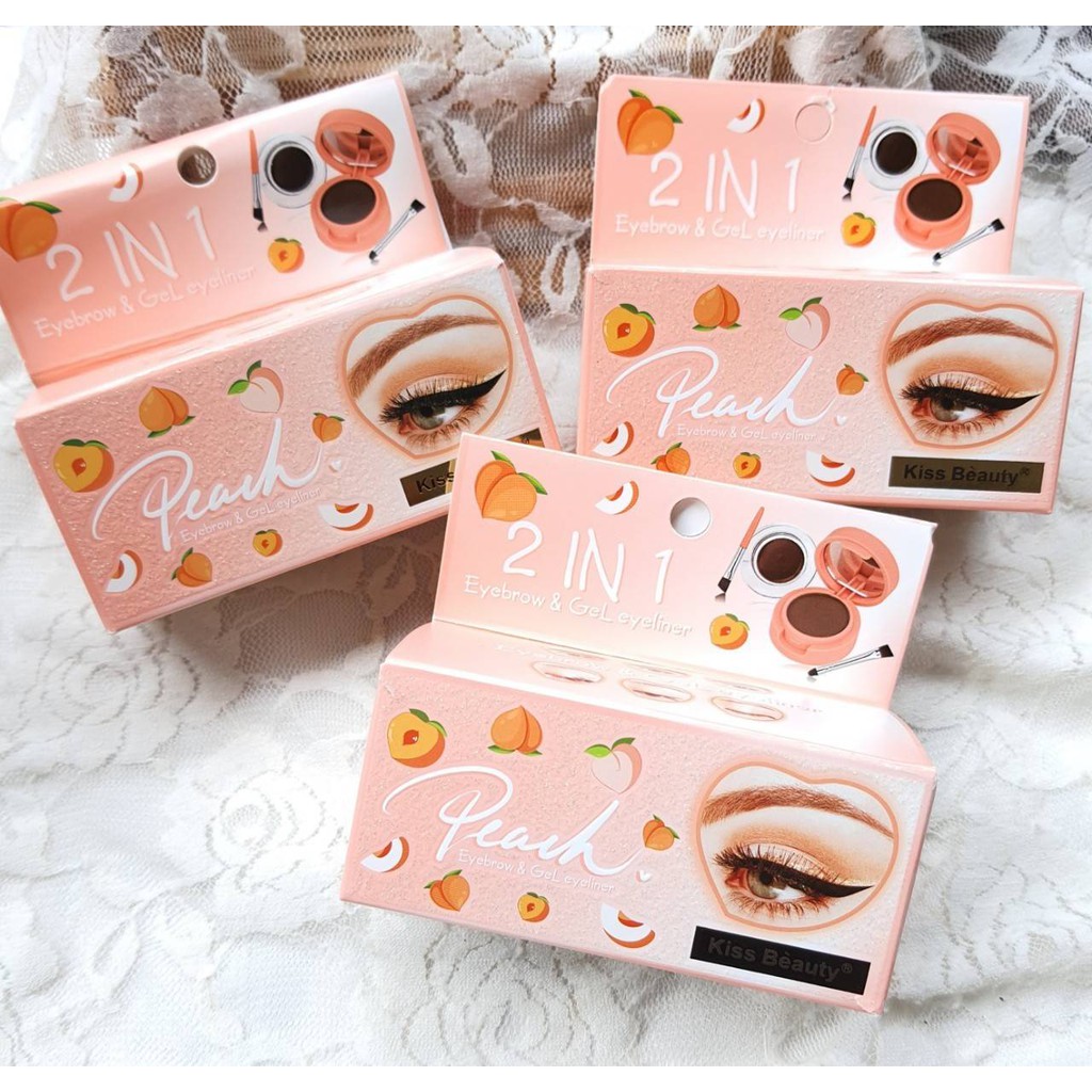 คิ้วเจล 2 ชั้นเนื้อดีกันนํ้า 1 กล่องมี 2 สี   เขียนง่ายสีสวย