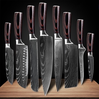 มีดทำครัวญี่ปุ่น มีดเซฟ แบบสแตนเลส คมกริบ มีดยูทิลิตี้ แล่เนื้อ Japanese Kitchen Knife Set Stainless Steel Sharp Cleaver