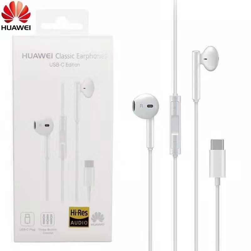 ของแท้ 100% HUAWEI CM33 หูฟังอินเตอร์เฟส Type-C ไมโครโฟน เสียงรอบทิศทาง HUAWEI P20 P30 P40 Pro MATE20 Type-C