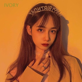 Ivory มงกุฎคาดศีรษะ ประดับไข่มุก พลอยเทียม เครื่องประดับ ของขวัญวันเกิด สําหรับผู้หญิง