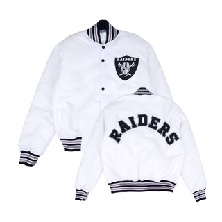 เสื้อแจ็กเก็ต RAIDERS CHALKLINE WHITE LAS VEGAS BASEBALL NFL AMERICAN FOOTBALL VINTAGE