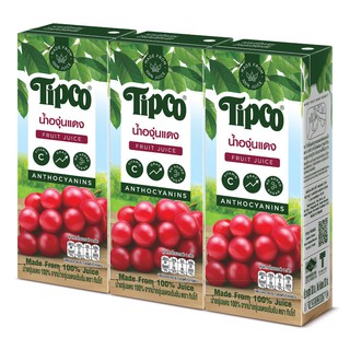 น้ำองุ่น 100% 200 มล. (แพ็ค 3 กล่อง) ทิปโก้ 100% grape juice 200 ml. (Pack of 3 boxes) Tipco