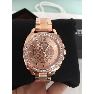 (ส่งฟรี) นาฬิกา Coach Mini Boyfriend Rose Gold Tone Bracelet Watch สีโรสโกลด์ หน้าปัด 36 มม. มาพร้อมกล่อง Coach