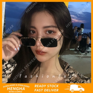 【HENGHA】COD Ulzzang แว่นกันแดดเกาหลีสำหรับผู้หญิงแว่นกันแดดทรงสี่เหลี่ยมผืนผ้าสไตล์เรโทรสำหรับผู้หญิง