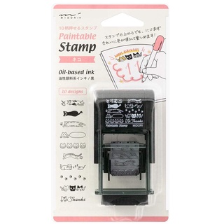 MIDORI Paintable stamp Pre-inked Cat ตัวปั๊มแบบมีหมึกในตัว ลายแมว