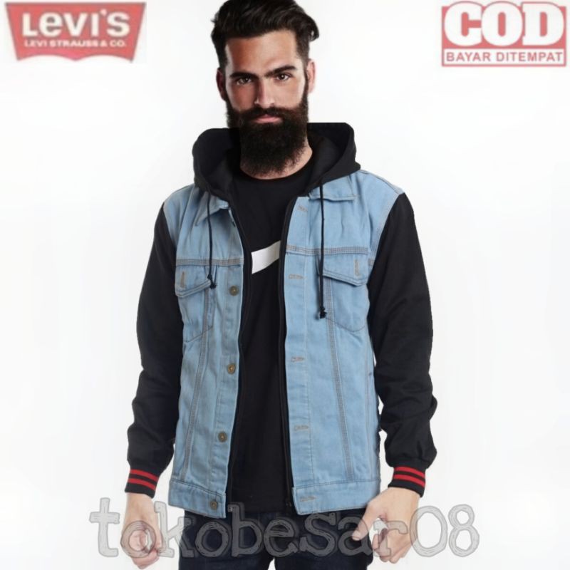 SI BOY HOODIE JEANS JACKET / FLEECE COMBINATION / SI BOY STREET JEANS JACKET / HOODIE JEANS JACKET