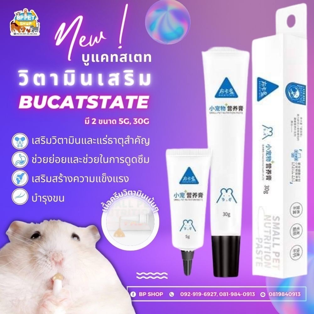 (IPshop) วิตามินหนู วิตามินแฮมสเตอร์ อาหารเสริมหนู อาหารเสริมแฮมเตอร์ bucastate 2 ขนาด